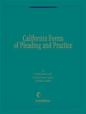 cover image of California Forms of Pleading and Practice